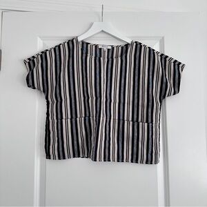 Madewell Black, Cream, and Navy Striped Short-Sleeve Top